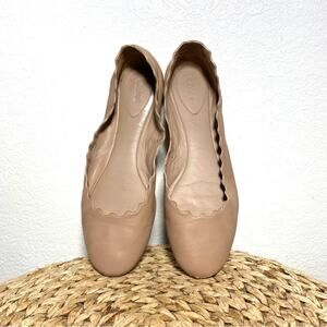 Chloe scallop bellet flats beige nude pink neutral women's size 8